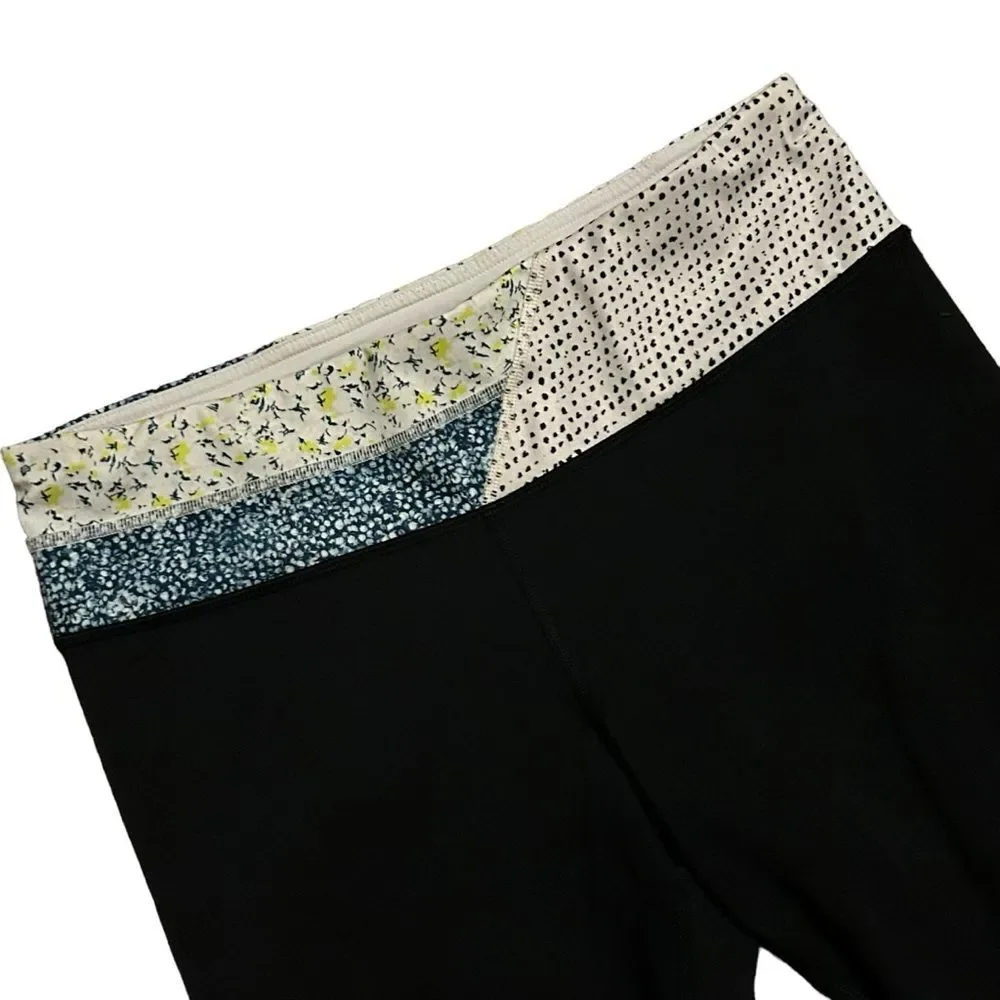 LULULEMON RUN: Inspire Crop II Black/Quilt/Fresh Fleur Neutral Blush Split Pea 8